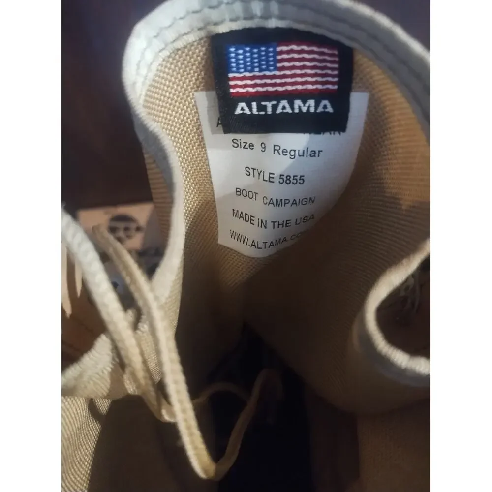 Altama 5855 Military Desert Combat Boots Tan Lace up Vibram Sole size 9 R New